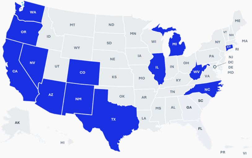 Map showing HMS Recovery Audit Contracts across states