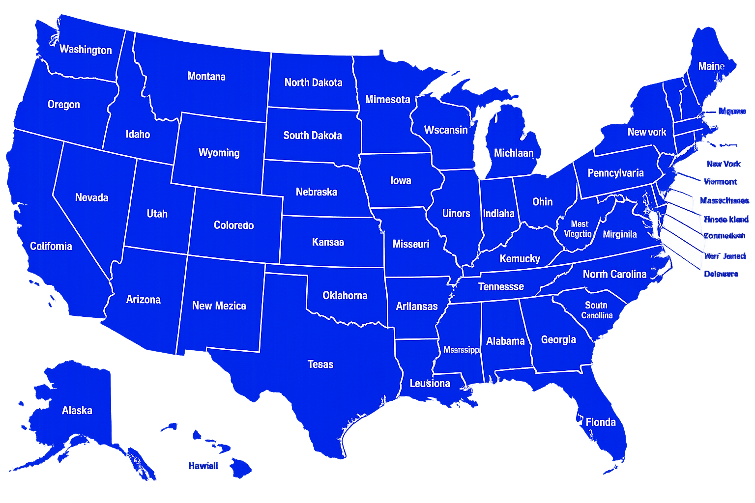 Map of the United States showing nationwide coverage